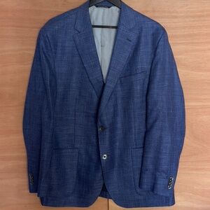 Samuelsohn Performance Beckett Columbo Icewool 150's blazer jacket 40L long blue
